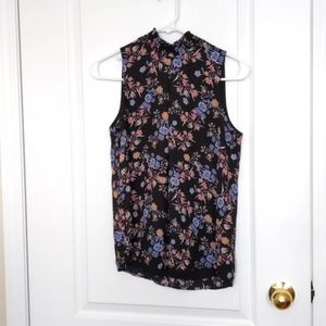High Collar Floral Sleeveless top